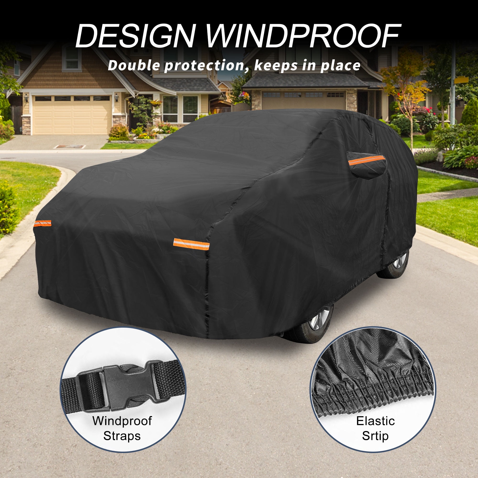 Unique Bargains Aluminum Full Car Cover Black for Kia Carnival 206.69"x79.13"x59.06"