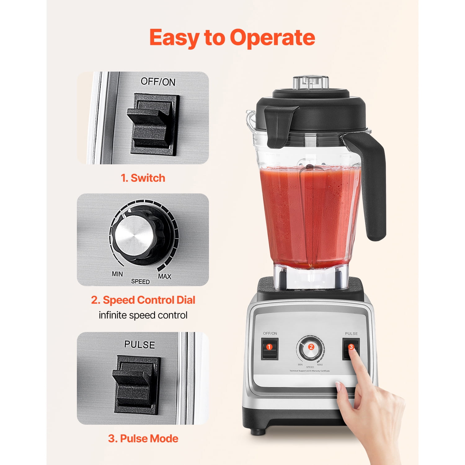 KFFKFF Professional 85 oz Blender, 1400W, Multi-Purpose Food Processor with Powerful Motor, Includes 2 Cups for Smoothies, Milkshakes, and Juices, Ideal for Kitchen Use