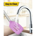thumbnail image 2 of Bundlepro Pack of 2 Silicone Spatulas Turners, Non Stick Slotted and Solid Kitchen Utensils, Purple, 2 of 6