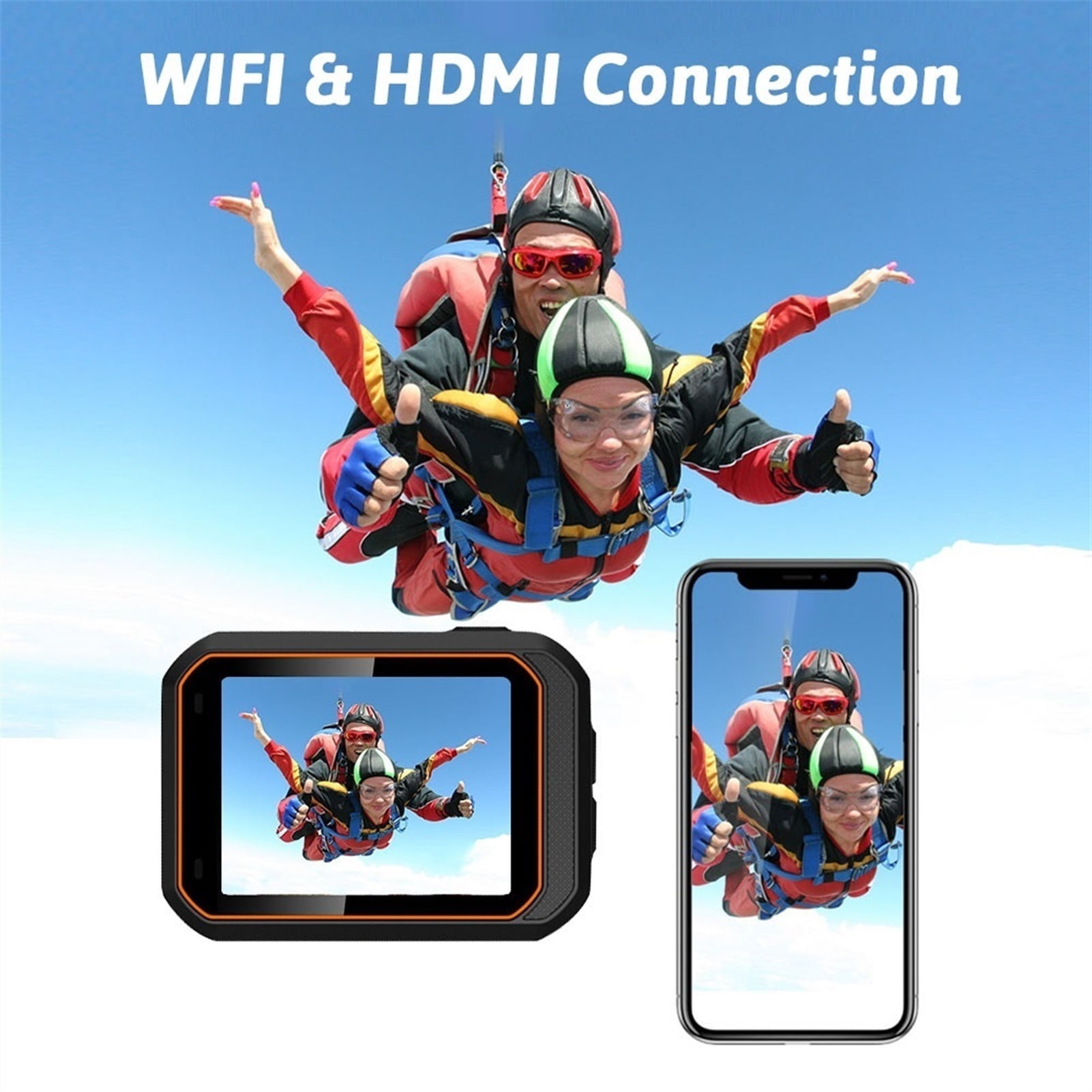 HD 4K Action Camera 170 Degree WiFi 30fps Video Professional Support NightShot Waterproof Diving Camera Case For Video ,Wide USe