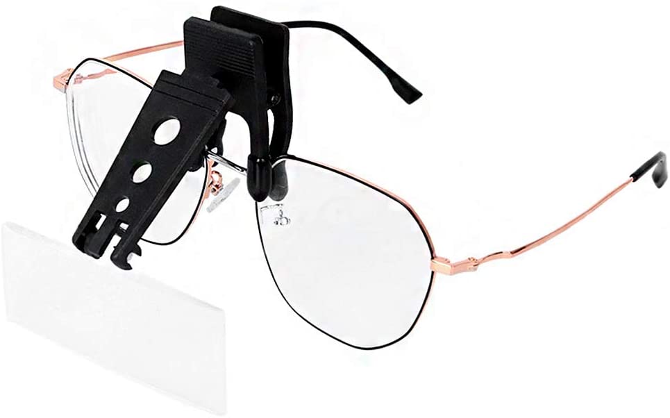 Clip-on Magnifying Glasses Magnifier with 3 Interchangeable Lenses