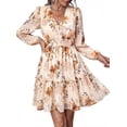 thumbnail image 3 of PRETTYGARDEN Women Floral Long Sleeve Mini Dress | Fall Wedding Guest Dresses, V Neck, Fit & Flare, Ruffle Hem A-Line, Short Chiffon Dress, Elegant Holiday Party, Date Outfits, 3 of 9