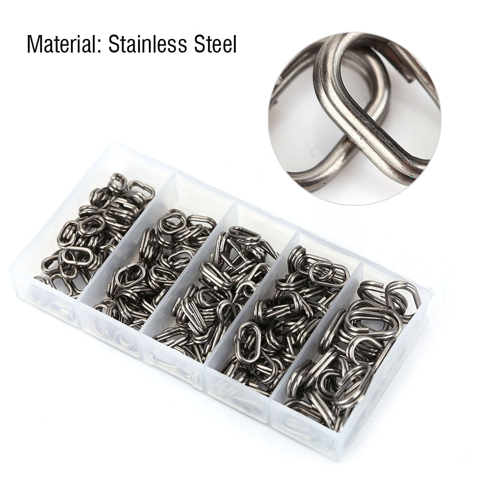 20&100pcs Fishing Split Ring Silver Tackle Connector Stainless Steel Split Rings 