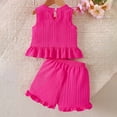 thumbnail image 4 of VUHXZWAF Girls Summer Outfits Sleeveless Floral Ruffle Hem Tops and Shorts Kids Short Sets Size 6-7 Years, 4 of 4