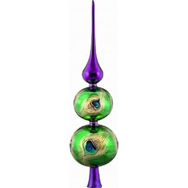 Peacock Finial Polish Glass Christmas Tree Topper