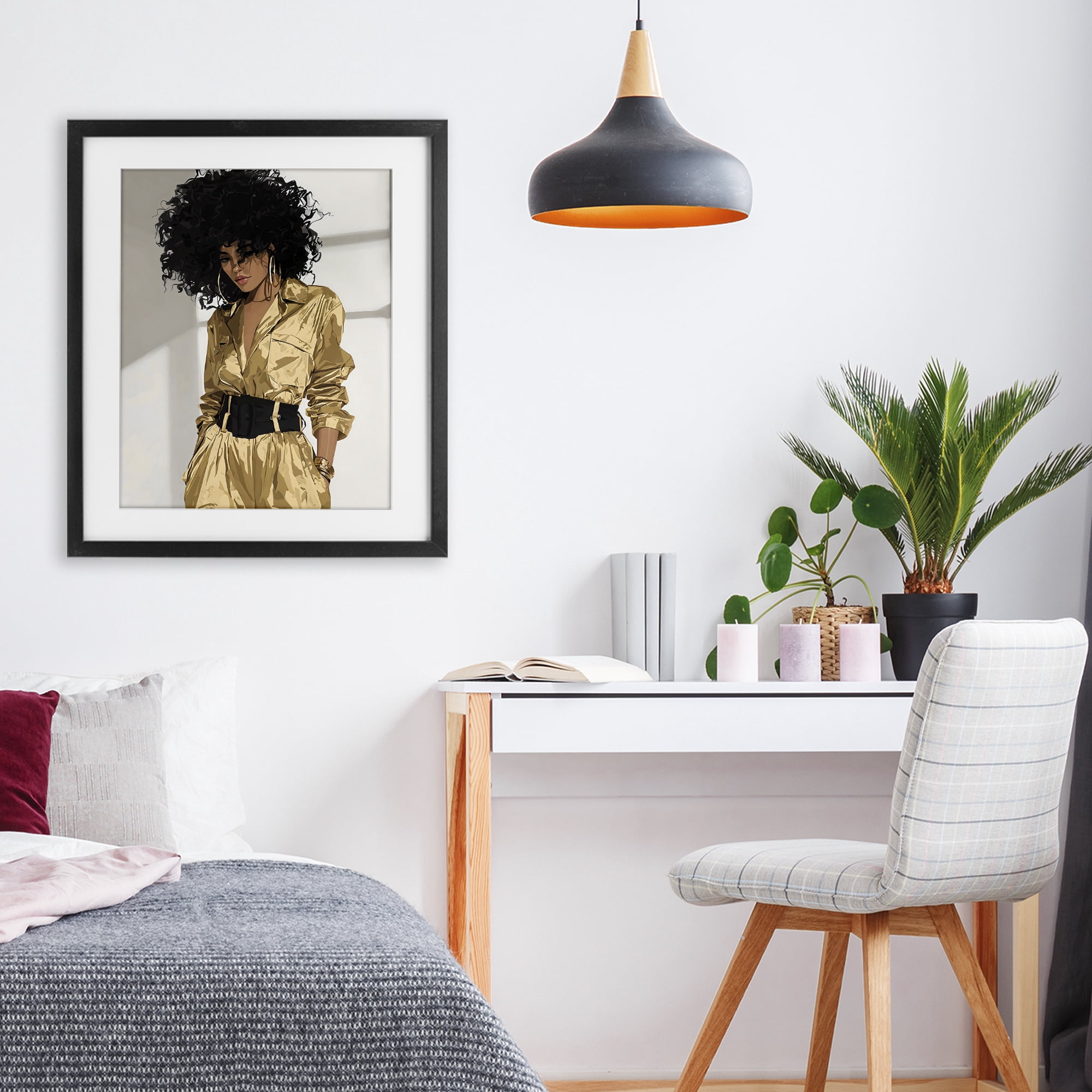 Stupell Industries Elegant Woman in Chic Jumpsuit Black Framed Print Under Glass, design by Franklyn Gregory