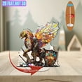 thumbnail image 6 of Rotating acrylic display featuring a golden griffin with iridescent feathers a brave knight and a wise owl among ancient swords in vibrant colors, 6 of 6