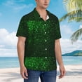 thumbnail image 2 of KLL Men's Hawaiian Shirt Short Sleeve Button Down Beach Shirts-Green Sparkling, 2 of 5