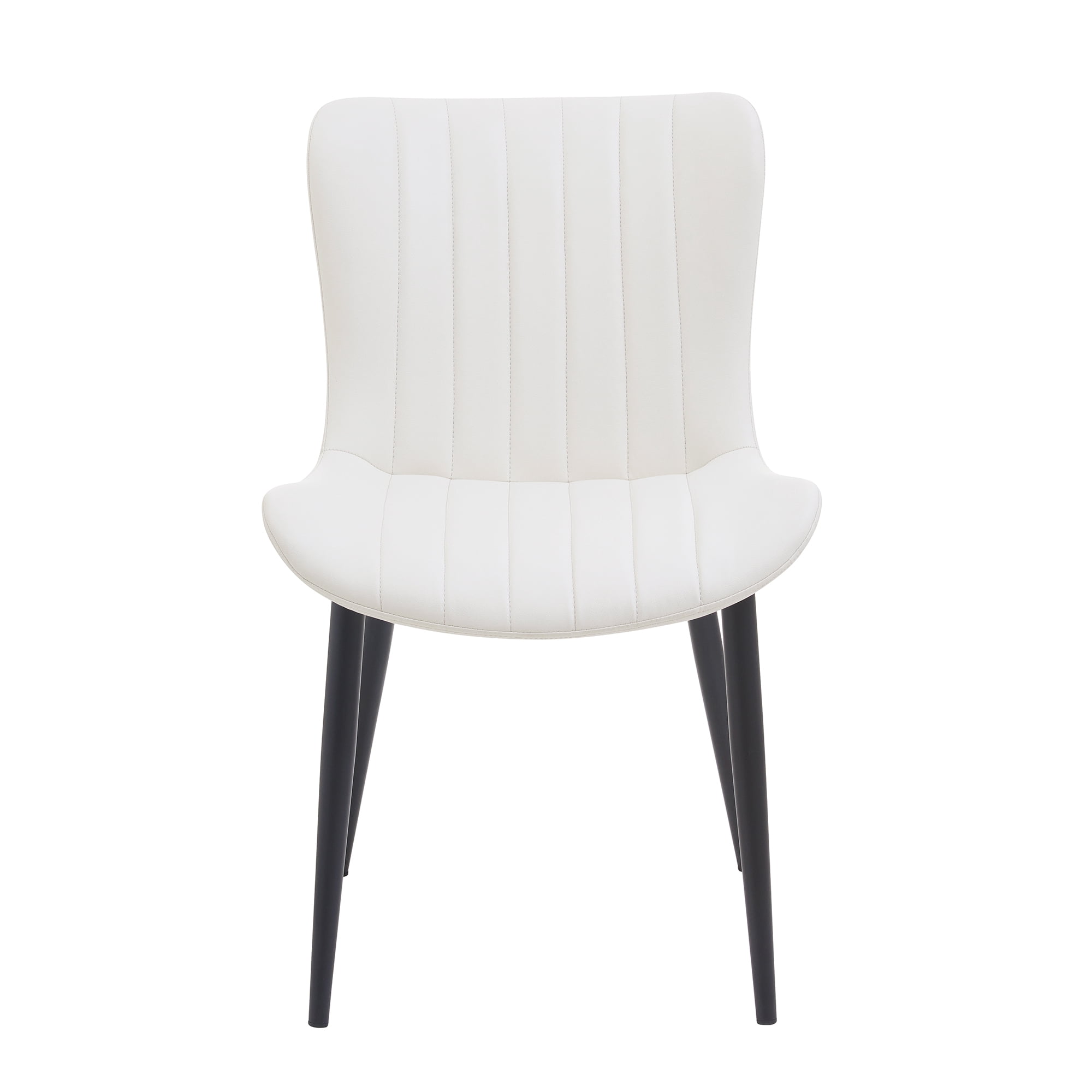 Euroco Mid-Century Modern Dining Chairs Set of 2, Accent Chairs with Curved Back and Iron Frame, Kitchen Side Chairs for Bedroom, Living Room,Dining Room,Cream White