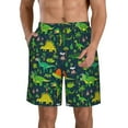 thumbnail image 2 of Uemuo Dinosaurs and Tropical Leaves and Flowers Pattern Men's Swim Trunks Hawaiian Beach Bathing Suit Swimsuits Beach Quick-Dry Shorts with Pockets-3X-Large, 2 of 9