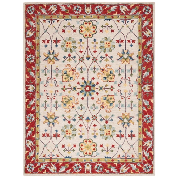 SAFAVIEH Micro-Loop Joey Medallion Area Rug, Beige/Rust, 8' x 10'