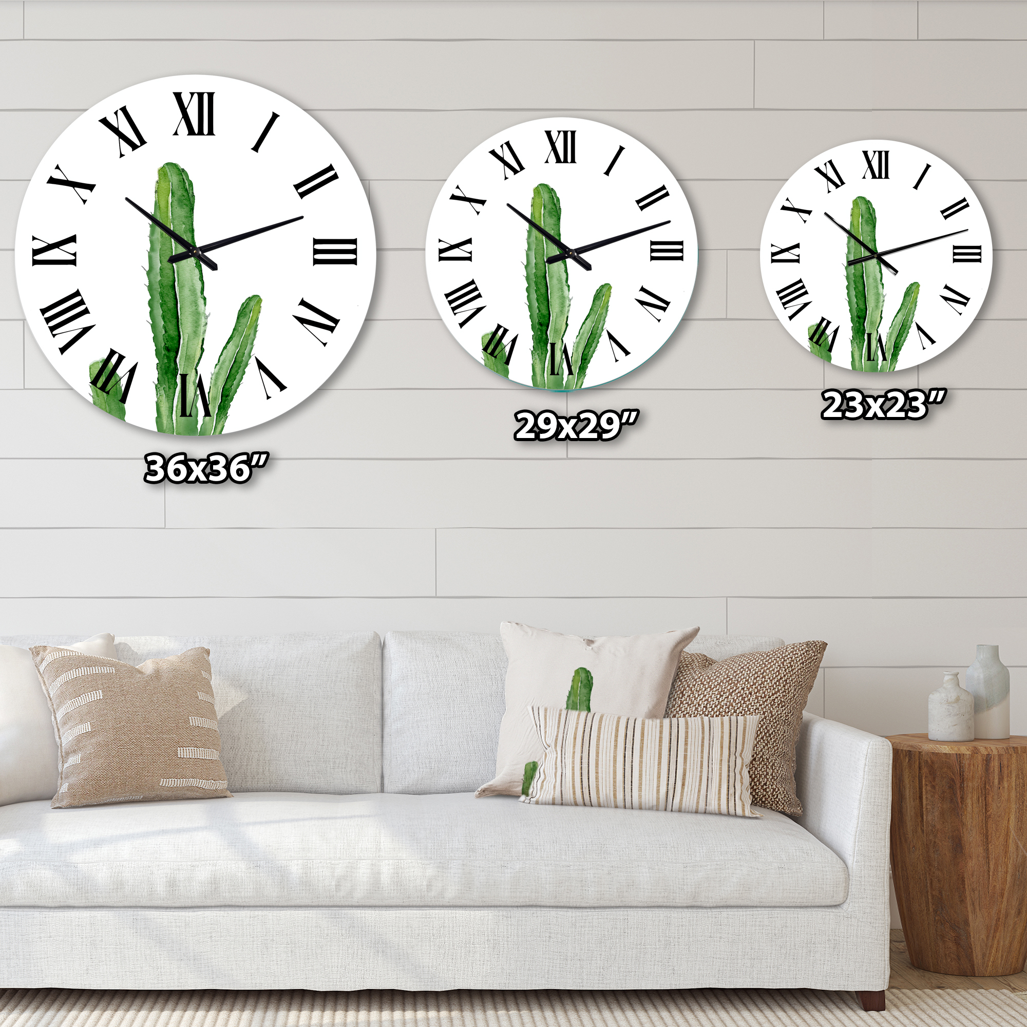 Designart 'Green Cactus South Western Plant Botanical Detail' Tropical Wall Clock
