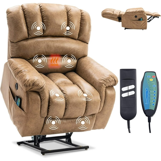VIVIJASON Large Lay Flat Sleeping Dual Motor Lift Chair Recliners with 2 Remote Controls, Side