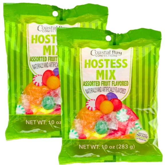 Coastal Bay Confections Hostess Mix Candy, 10-oz. per Bag Hard Candy Trick or Treat Party Basket Stocking Stuffer Candy Dish Dessert Bars Birthday Halloween Wedding Thanksgiving Parties Pack of 2