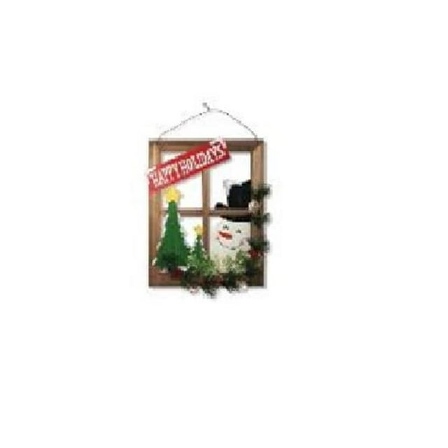 National Tree MZC-4524B 15 in. Home Wall Hanging Decor Window with Snowman