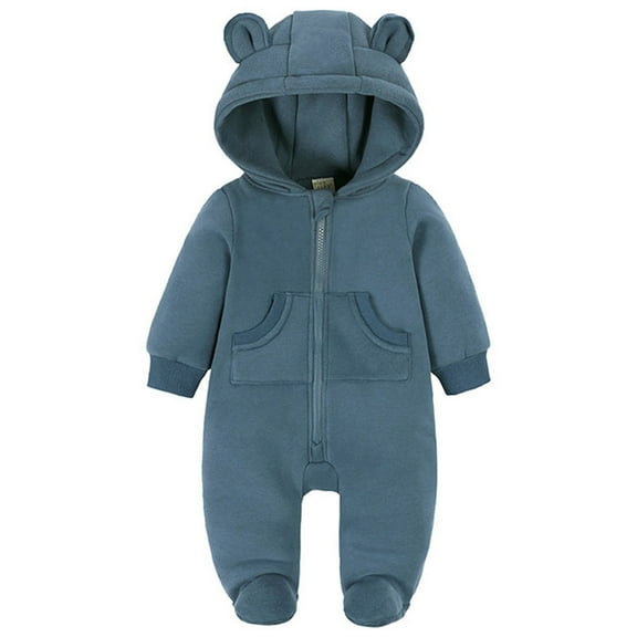 Gubotare Infant Snow Suit Baby Newborn Outfit Fleece Snowsuit Winter Clothes Hooded Jumpsuit Romper for Baby Boy Girl 18 24 Months (Navy,18-24 Months)