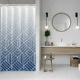 thumbnail image 2 of Navy Blue Stall Shower Curtain Set with Hooks Boho Ombre Shower Curtain 36x72inches Minimalism Geometric Lines Waterproof Fabric Shower Curtains for Bathroom, 2 of 6