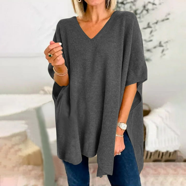 Simple Solid O-Neck Hem Split Knitting Sweater Simple Solid O-Neck Hem Split Knitting Sweater
