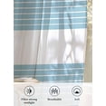 thumbnail image 6 of Sheer Curtains 63 Inch Length 2 Panels Set for Bedroom, Navy Blue Aqua Stripe Semi Sheer Curtains for Windows, Modern Art Horizontal Striped Voile Window Treatments Rod Pocket Curtain, 6 of 7