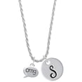 thumbnail image 1 of Delight Jewelry Silvertone Text Chat - omg - Oh My God - Silvertone Script Initial Disc - S - Charm Necklace, 20"+3", 1 of 4