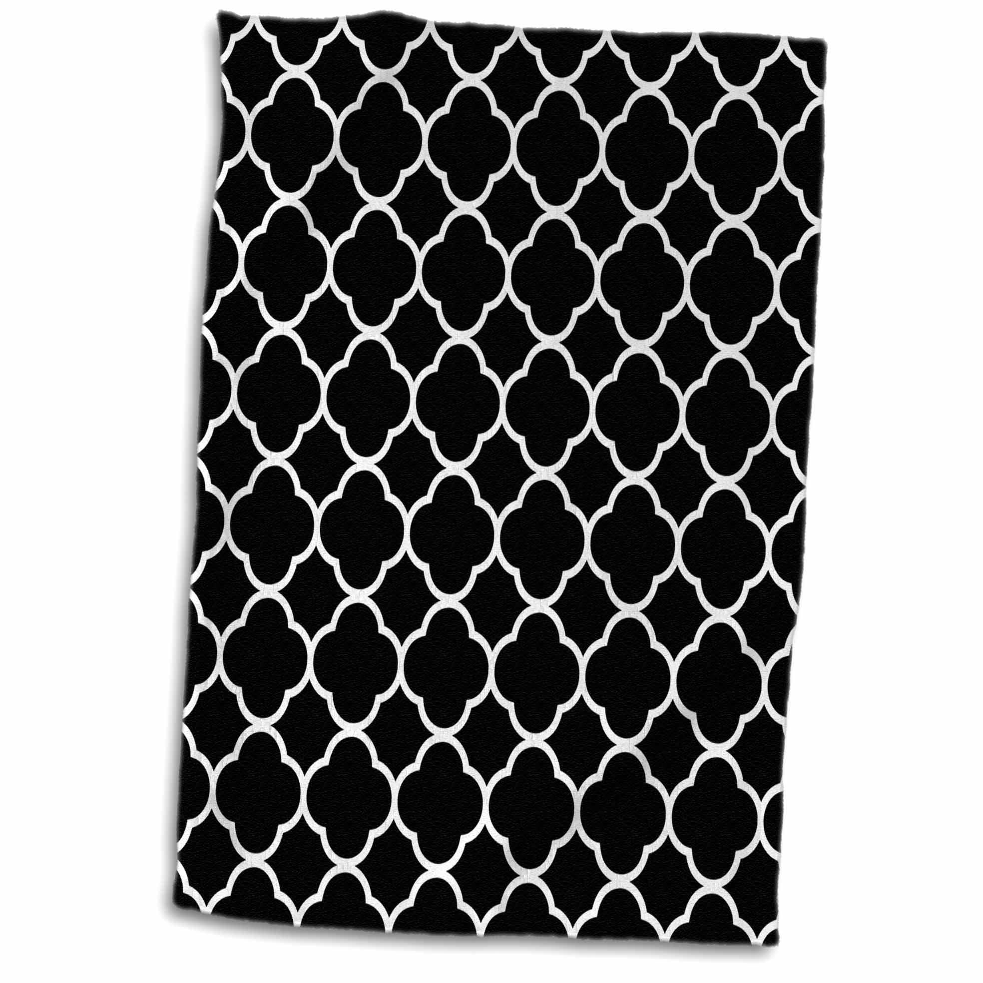 3dRose Image of Black And White Quatrefoil Pattern - Towel, 15 by 22-inch