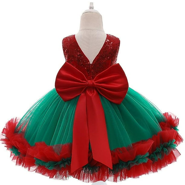 New New Years Baby Girls Christmas Dress Elegant Sequins Big Bow