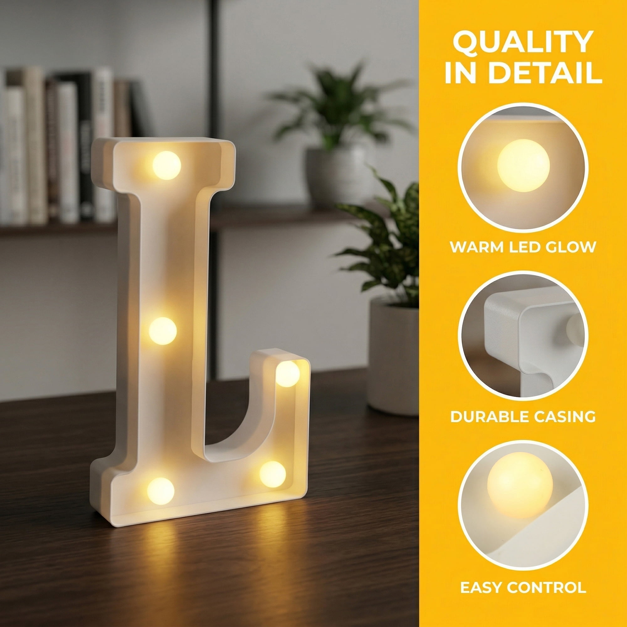Unique Bargains Marquee Letters With Lights LED Light Up Signs Letter L 5.5"L x 1.3"W x 8.1"H