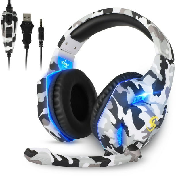 Gaming Headset for PC, PS4, One, EEEkit Stereo Gaming Headphones with Noise Canceling Mic, Memory Earmuffs, LED Lights, 3.5mm Over-Ear Headphones for Mac, Nintendo Switch Walmart.com
