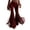 Wine, variant on Women's Retro Western Fringe Pants, Soild Color Suede Flare Leggings with Long Knee to Hem Tassels, High Waist Stretchy Bodycon Pants for Club, Streetwear, and Festival Wine XL