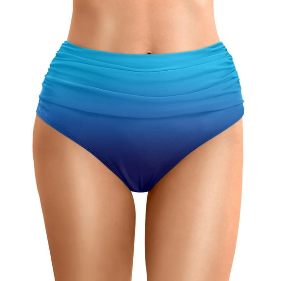 Women's Ruched Low Waisted Bikini Bottom Retro Vintage Swim Short Tankinis Boyshorts