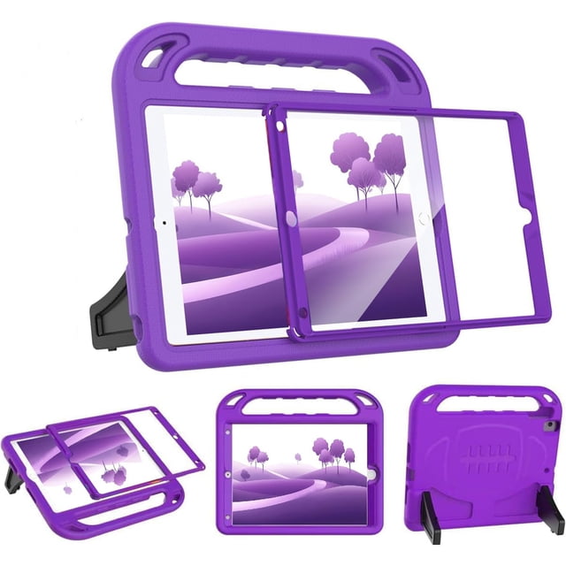 Funda BMOUO Kids para iPad de 9ª, 8ª y 7ª generación con pantalla, color morado