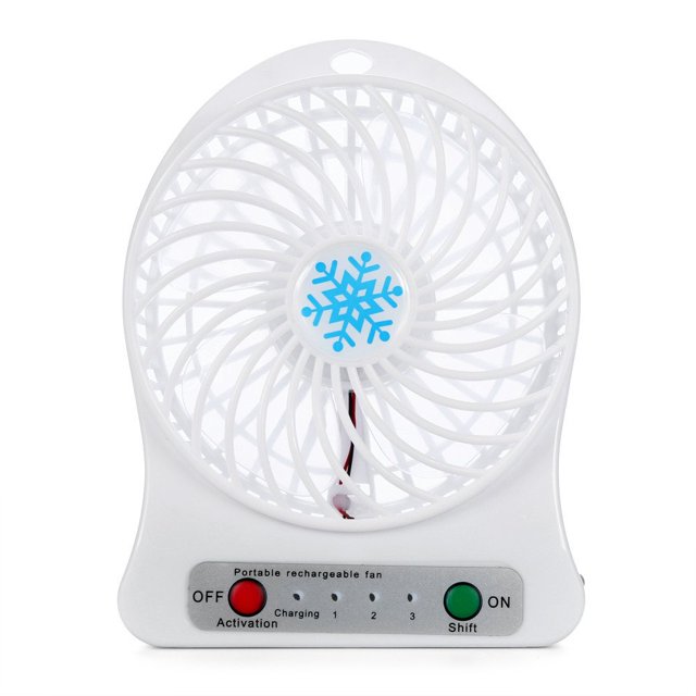 Portable Rechargeable LED Light Fan Air Cooler Mini Desk USB 18650 Battery Fan
