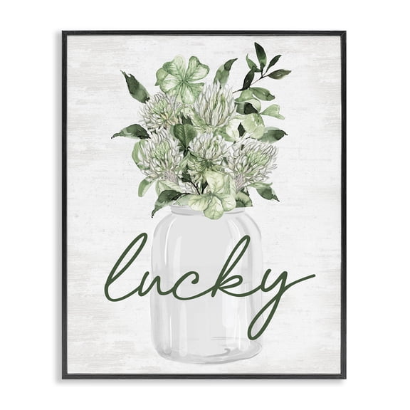 Stupell Industries French Country Lucky Spring Shamrocks Black Framed Giclee Art, 11 x 14, by Lettered and Lined