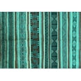 thumbnail image 1 of Ahgly Company Machine Washable Indoor Rectangle Oriental Turquoise Blue Industrial Area Rugs, 4' x 6', 1 of 4