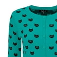 thumbnail image 2 of YEMAK Women's Cute Cat Pattern 3/4 Sleeve Button Down Stylish Cardigan Sweater MK3466-TEL/BLK-S, 2 of 10