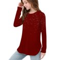 thumbnail image 7 of Fengqque Girls's Long Sleeved Round Neck Waist-cinching Curved Hem Glitter Side Slit Top 3-12 Years Old Wine 11 Years, 7 of 7