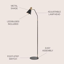JONATHAN Y JYL6130A Apollo 61" Modern Metal LED Task Floor Lamp, 2700K, Contemporary, Glam, Scandinavian, Minimalist, Modern, Midcentury, Transitional, Office, Living Room, Bedroom