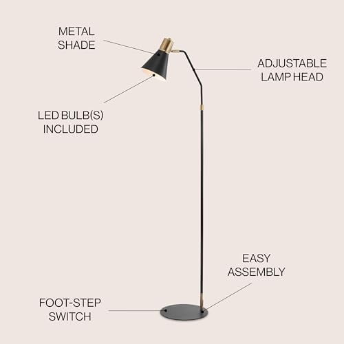 JONATHAN Y JYL6130A Apollo 61" Modern Metal LED Task Floor Lamp, 2700K, Contemporary, Glam, Scandinavian, Minimalist, Modern, Midcentury, Transitional, Office, Living Room, Bedroom