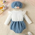 thumbnail image 4 of CAICJ98 Newborn Infant Baby Girl Knit Romper Long Sleeve Ruffle Solid Color Bodysuit Jumpsuit Fall Winter Clothes One Piece Outfit (Blue,9-12 Months), 4 of 7