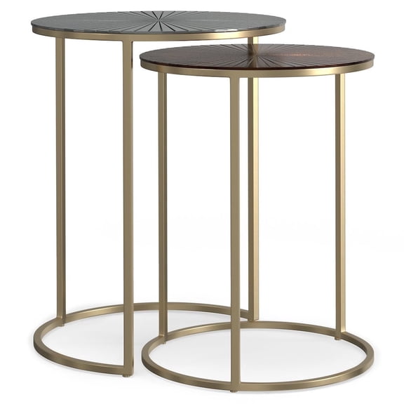 Simpli Home Drake 18 inch Wide Round Contemporary Nesting table in Antique Nickel, Antique Copper, Fully Assembled