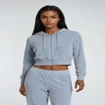 thumbnail image 2 of Forever 21 Velour Zip-Front Hoodie & Pant Set, Color- Light Blue, Size- L, 2 of 7