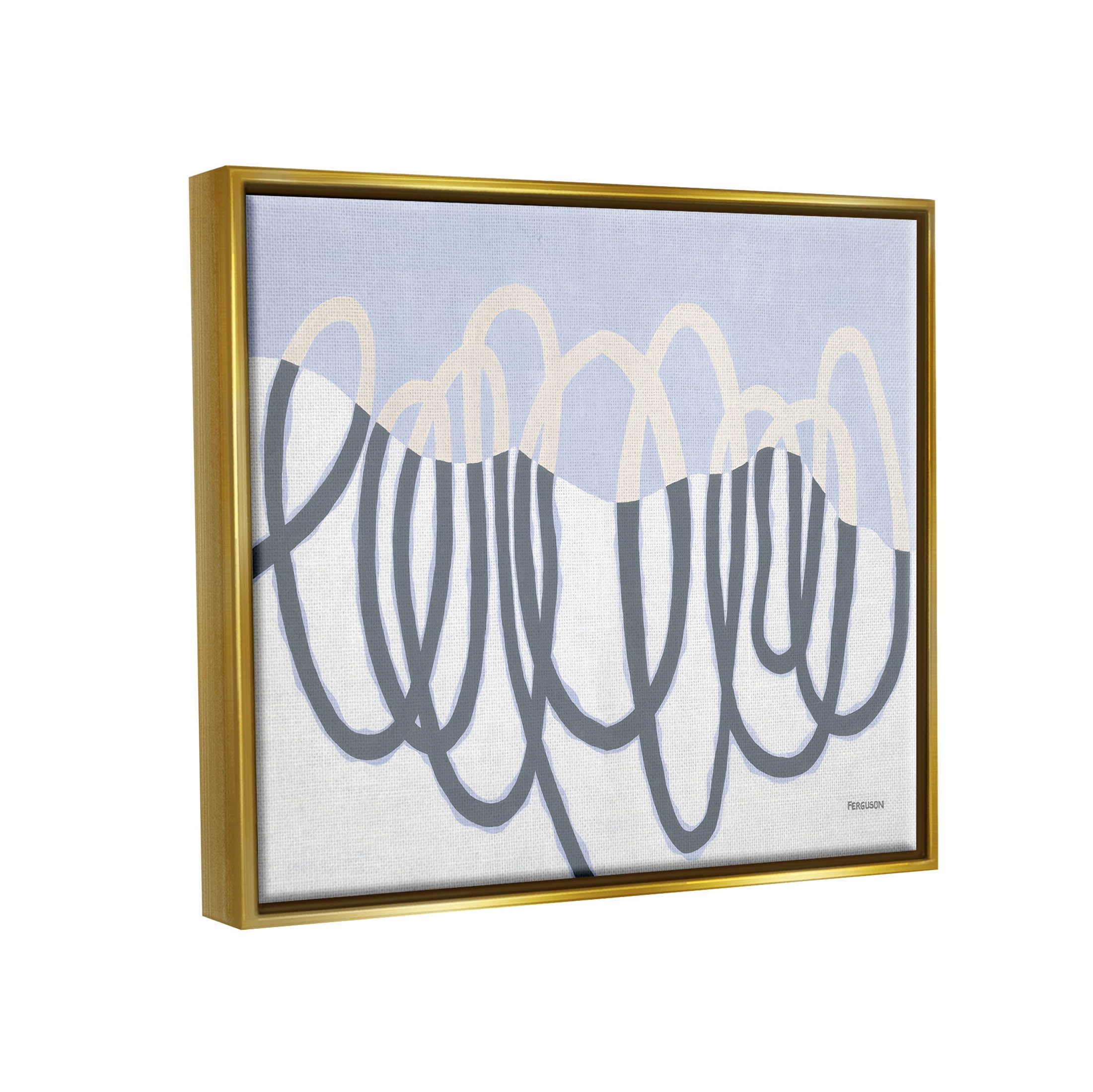 Stupell Industries Contemporary Split Spiral Shape Graphic Art Metallic Gold Floating Framed Canvas Print Wall Art, Design by Kathy Ferguson