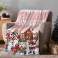 thumbnail image 2 of Winter Snowman Santa Claus on Pink Throw Blanket Flannel Fleece Throws, Elk Fir Leaves Pine Tree Lightweight Super Soft Warm Blankets for Couch Sofa Bed All Season Use, 50x60 in, 2 of 9