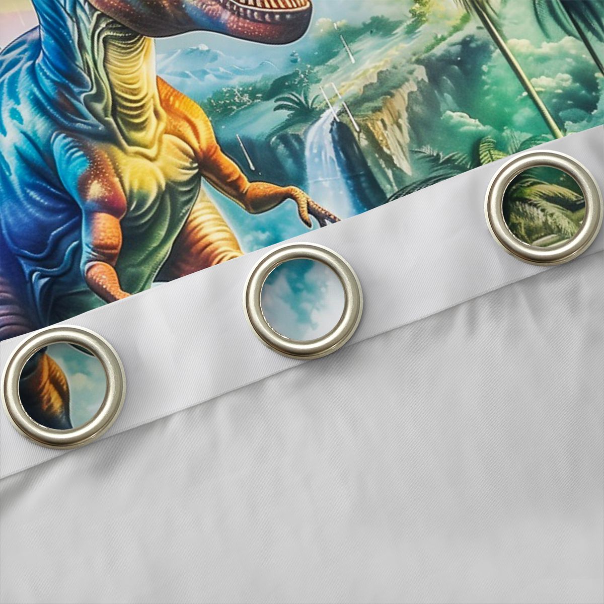 Manfei Ancient Dinosaur Black Out Curtains,Tropical Botanical Coconut Curtains Pack of 2 (42x63 Each),Rainbow Print Bedroom Curtains For Kids,Microfiber Bedroom Decor