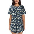 thumbnail image 1 of Fotbe Daisy Floral B Conjunto de Pijama Estampado para Mujer, 2 Piezas, Ropa de Dormir con Camiseta de Manga Corta y Shorts Suaves-Small, 1 of 6