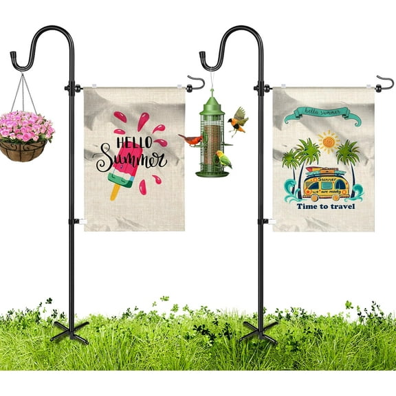 Garden Flag Stand, Sturdy 2-Pack Flag Pole Holder with Shepherd Hook for Yard Decorations Outdoor Garden Flag Holder for 14''x20'' Flags 45 in Heavy Duty Yard Flag Post Stake (Without Flag)