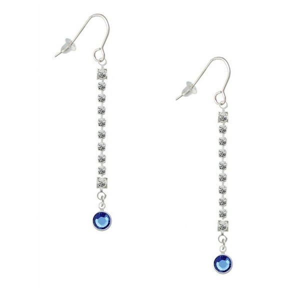 Delight Jewelry Crystal Blue Channel Drop - Silver-tone Long Sparkle Dangle French Earrings