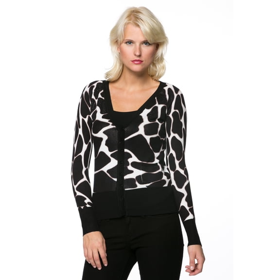 High Secret Women's Animal Print Embellished Button Down Sweater