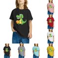 thumbnail image 6 of Zwiiyzr 3-10Y Dinosaur Toddler Kids Boys Girls Short Sleeve T-Shirts Crew Neck Top Tee Cotton Print Fashion Cute Top White, 6 of 6