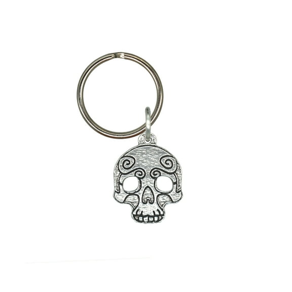 Skull Keychain, G103KC, 1 1/8 inch, Viking, Norse, Pewter, Key Fob, Key Ring, Keys, Zipper Pull, Luggage Tag, Backpack, Over 300 Keychain Designs, Handmade in the USA, 100% American Made